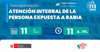  Capacitación online  "Atención Integral de la Persona Expuesta a rabia" del MINSA