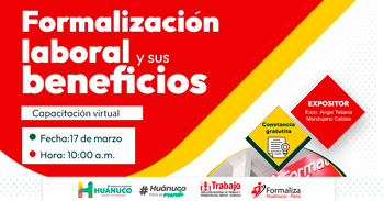  Capacitación online "Formalización laboral y sus beneficios" de la DRTPE Huánuco