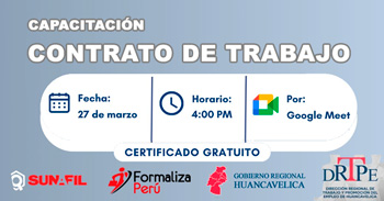  Capacitación online gratis "Contrato de trabajo" de la DRTPE Huancavelica