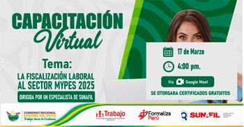  Capacitación online gratis "Fiscalización Laboral en el Sector MYPES – 2025"  de la DRTPE de Madre de Dios