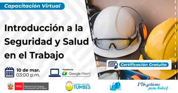  Capacitación online gratis "Introducción a la seguridad y salud en el trabajo" de la DRTPE Tumbes