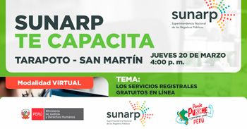  Charla online gratis "Los ervicios en línea gratuitos" de la SUNARP