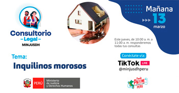  Evento online gratis Consultorio legal "Inquilinos morosos"del MINJUSDH