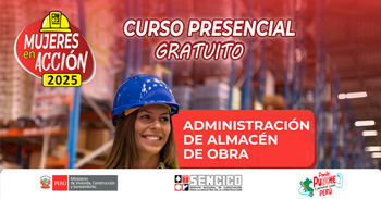 Curso presencial gratis "Administración de Almacén de Obra" del Sencico