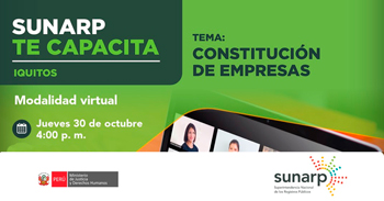 Capacitación virtual gratuita "Constitución de Empresas" de la SUNARP