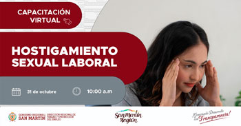 Capacitación online gratis "Hostigamiento sexual laboral" de la DRTPE de San Martín