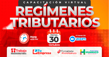 Capacitación online "Regímenes tributarios" de la DRTPE Huánuco