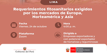 Capacitación online "Requerimientos sanitarios exigidos por los mercados de Europa, USA y ASIA"