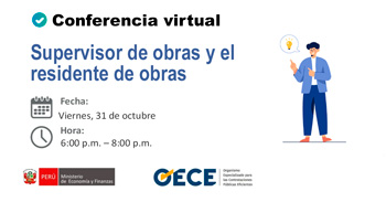 Conferencia online gratis "Supervisor de obras y el residente de obras" del OECE