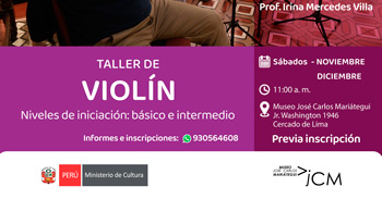 Taller presencial gratis "Violín" del Museo José Carlos Mariátegui