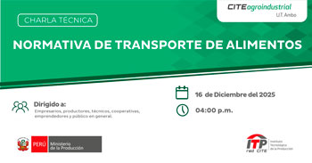 Charla online "Normativa de transporte de alimentos" del CITEagroindustrial UT Ambo