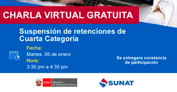 Charla online "Suspensión de Retenciones de Cuarta Categoría" de la SUNAT