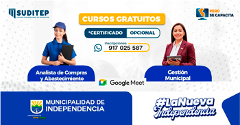 Cursos online gratis de la Municipalidad Distrital de Independencia y SUDITEP