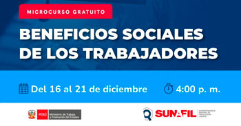 Curso online gratis "Beneficios sociales de los trabajadores" de la SUNAFIL