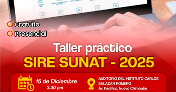 Talle presencial gratis "SIRE SUNAT 2025" de la Cámara de Comercio del Santa