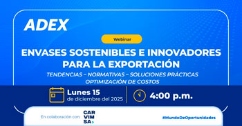 Webinar online "Envases sostenibles e innovaciones para la exportación" de la ADEX