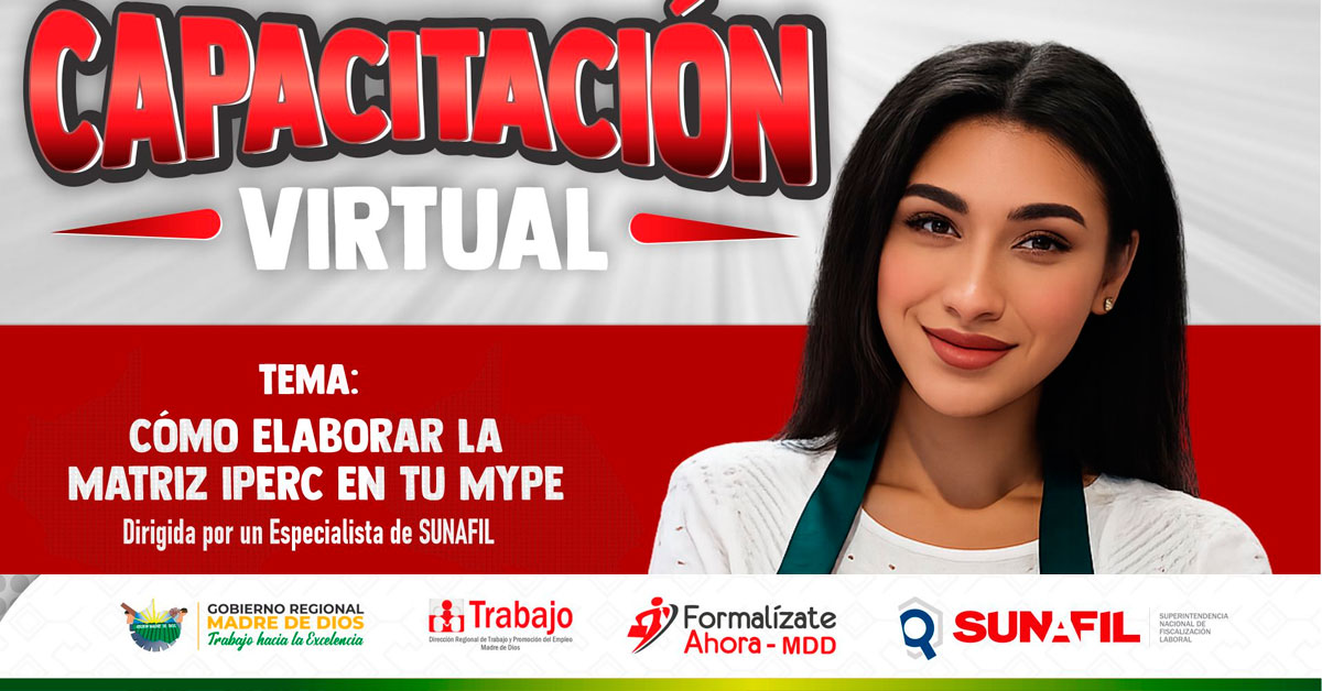 Capacitación online "Como elaborar la matriz IPERC en tu MYPE" de la DRTPE de Madre de Dios