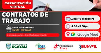 Capacitación online gratis "Contratos de Trabajo" de la DRTPE Ucayali