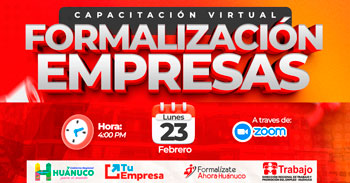 Capacitación online gratis "Formalización de Empresas" de la DRTPE Huánuco