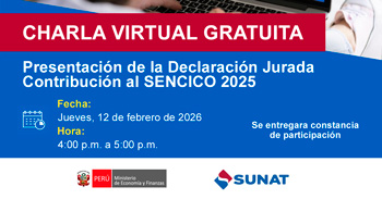 Charla online gratis "Presentación de la Declaración Jurada Contribución al SENCICO 2025" de la SUNAT