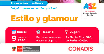 Curso presencial gratis "Estilo y glamour" del MIMP Conadis
