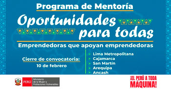 Evento presencial "Programa de Mentoría: Oportunidades para Todas" del MIMP