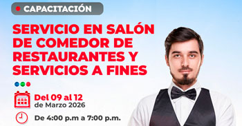 Capacitación presencial "Servicio en salón de comedor de restaurantes y servicios a fines" Dircetur Moquegua