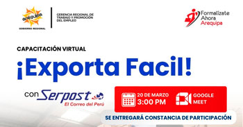 Capacitación online Aprende a exportar con SERPOST de la Gerencia Regional de Trabajo Arequipa