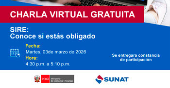 Charla online gratis "SIRE: Conoce si estás obligado" de la SUNAT