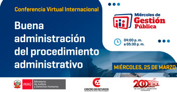 Conferencia online "Buena administración del procedimiento administrativo" del MINJUSDH
