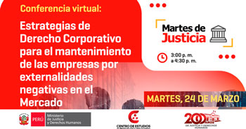Conferencia online "Estrategias de Derecho Corporativo para el mantenimiento de las empresas" del MINJUSDH