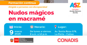 Curso presencial gratis "Nudos mágicos en macramé" del MIMP Conadis