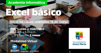 Curso online gratis "Excel Básico" de la Municipalidad de Jesús María