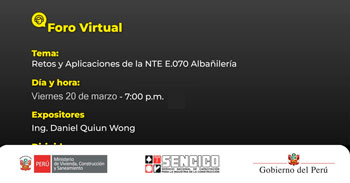 Foro online gratis "Retos y Aplicaciones de la Norma Técnica E.070 Albañilería" del SENCICO
