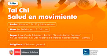 Taller presencial gratis "Tai Chi. Salud en movimiento" de la Biblioteca Nacional(BNP)