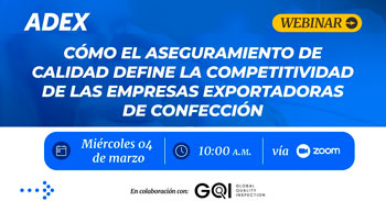 Webinar online "Cómo el aseguramiento de la calidad define la competitividad de las empresas exportadoras"