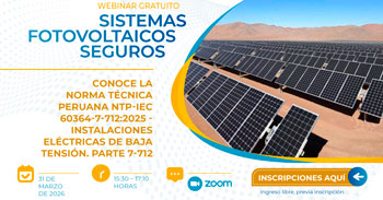 Webinar online "Sistemas Fotovoltaicos Seguros" del INACAL