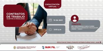Capacitación online gratis - "Contratos de trabajo sujetos a modalidad" DRTPE San Martín