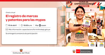 Charla online gratis "Registro de marcas y patentes para las mypes" del MTPE