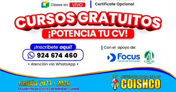 La Municipalidad de Coishco junto a FOCUS te invitan a participar en CURSOS GRATUITOS