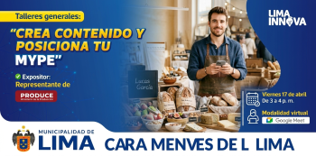 Taller online - "Crea contenido y posiciona tu MYPE" Municipalidad de Lima