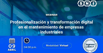 Webinar online gratis Profesionalización y Transformación Digital en el Mantenimiento de Empresas Industriales