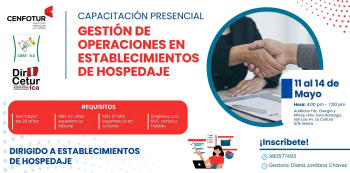 Capacitación presencial - "Gestión de Operaciones en Establecimientos de Hospedaje" Dircetur Ica