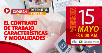 Charla online gratis - "El contrato de trabajo: características y modalidades" Gobierno Regional de Tacna