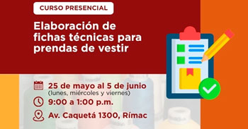 Curso presencial - "Elaboración de fichas técnicas para prendas de vestir" CITEccal Lima