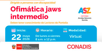 Curso online gratis "Ofimática JAWS intermedio" del MIMP Conadis